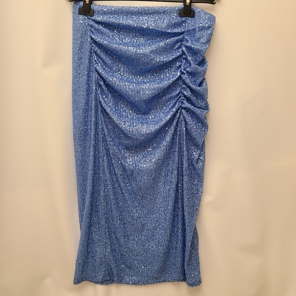 ZARA SEQUIN MIDI SKIRT BLUE SIZE| 7969/051/400 - Picture 6 of 10